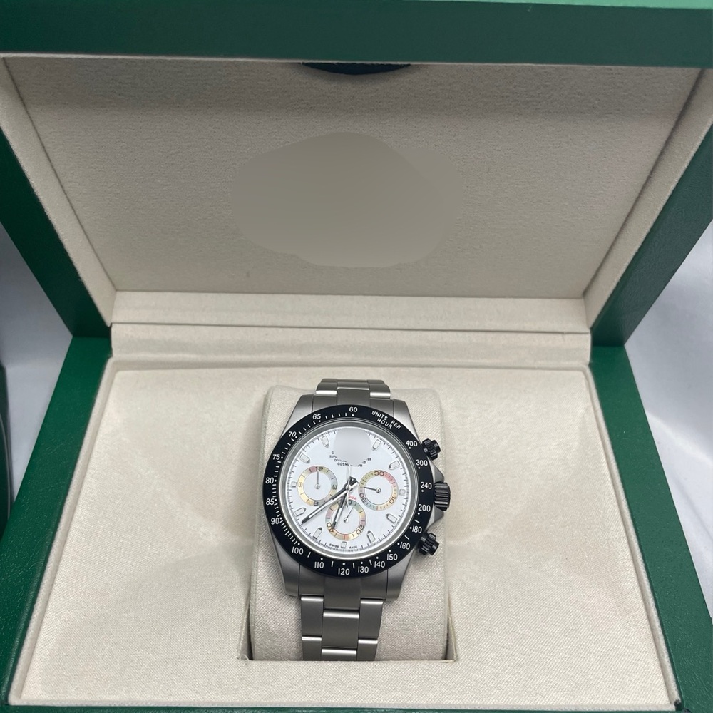 Luxury Silver and Black Chronograph Watch